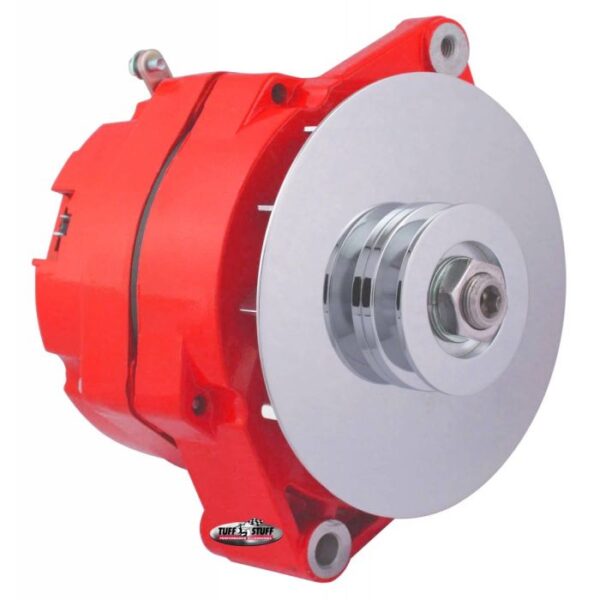 1967-1971 Camaro Alternator; 80 AMP; OEM Wire; 10si Case; V Groove Pulley; External Regulator; Red Powdercoat w/Chrome Accents; Must Be Used With An External Solid State Voltage Regulator